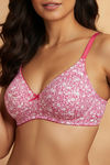 Zivame Essentials Double Layered Non Wired Full Coverage T-Shirt Bra - Dk Pink Floral — thumbnail 5